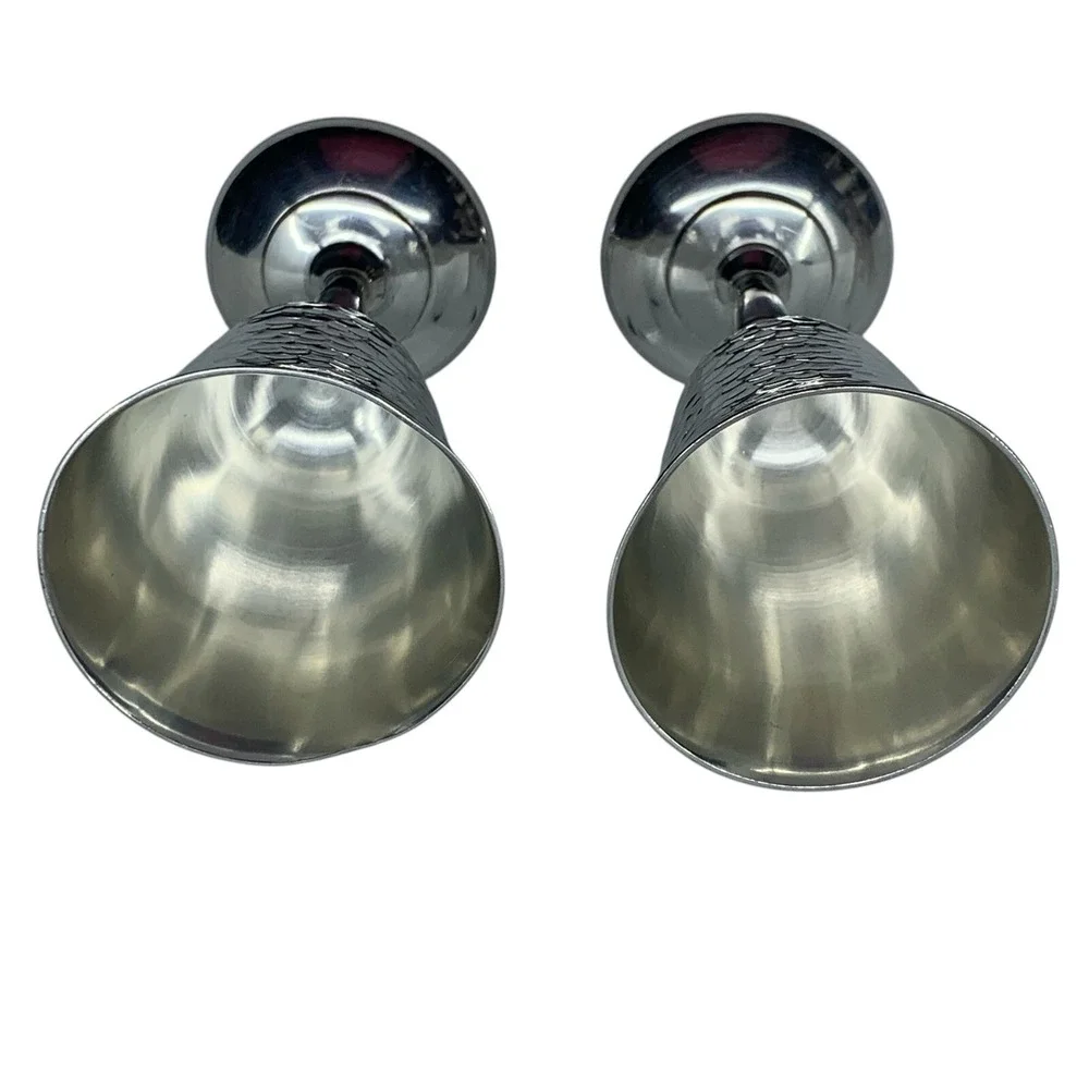 Indonesia Set of 2 Handmade‎ Hammered Wine Goblets 6